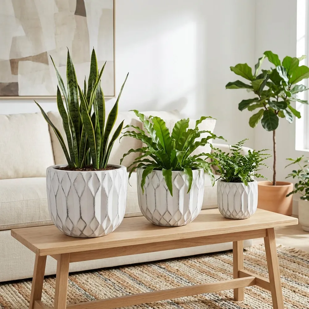 FORRESTPARK SET OF 3 WHITE PLANTER 11 (IN)