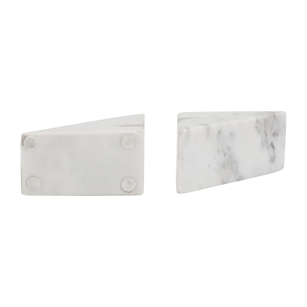 HUTTONLAKE SET OF 2 WHITE BOOKENDS 6 (IN)