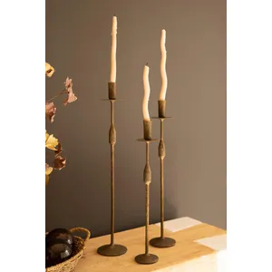 Set of 3 Forged-Iron Taper Candle Holders 5