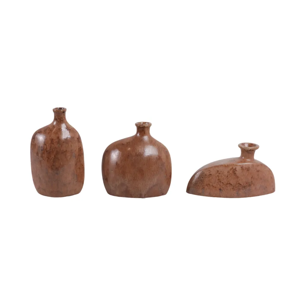 BENTONFIELD SET OF 3 BROWN VASES 9 (IN)