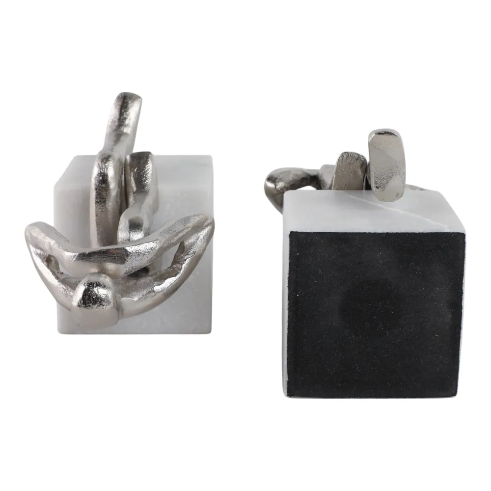 HARPERSHAW SET OF 2 SILVER BOOKENDS 8 (IN)