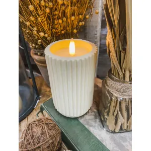 Gray Cement Look Glow Pillar 3x5in 3