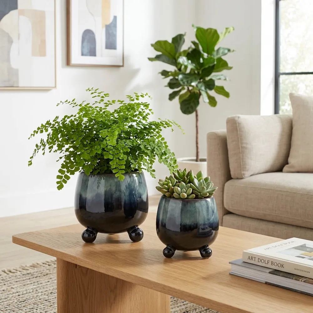 SUTTONOAK SET OF 2 BLUE PLANTER 8 (IN)
