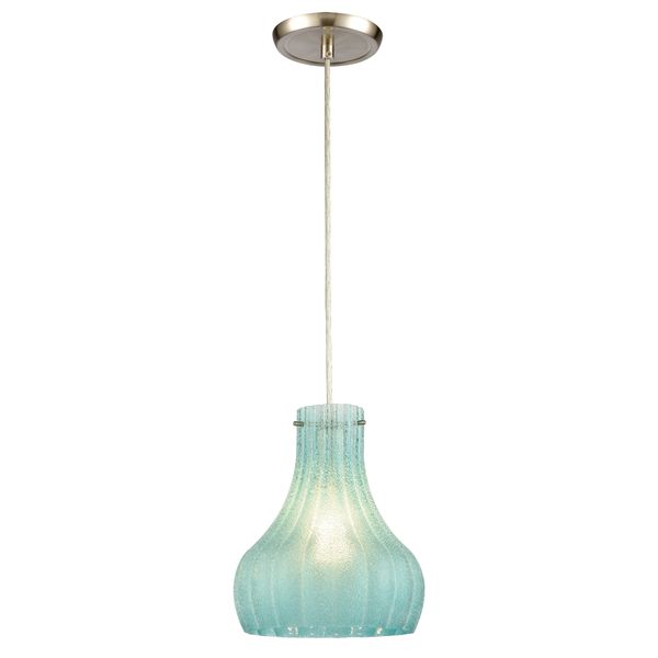 Coastal Scallop 8'' Wide 1-Light Mini Pendant - Satin Nickel