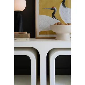 Textured White Wood Rectangle Coffee Table with Nesting Accent Tables 2