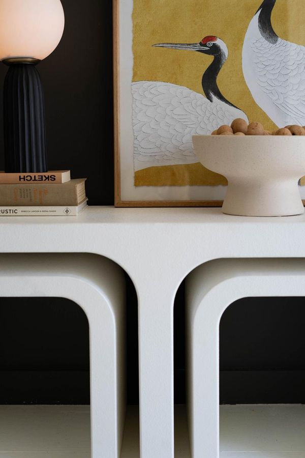 Textured White Wood Rectangle Coffee Table with Nesting Accent Tables