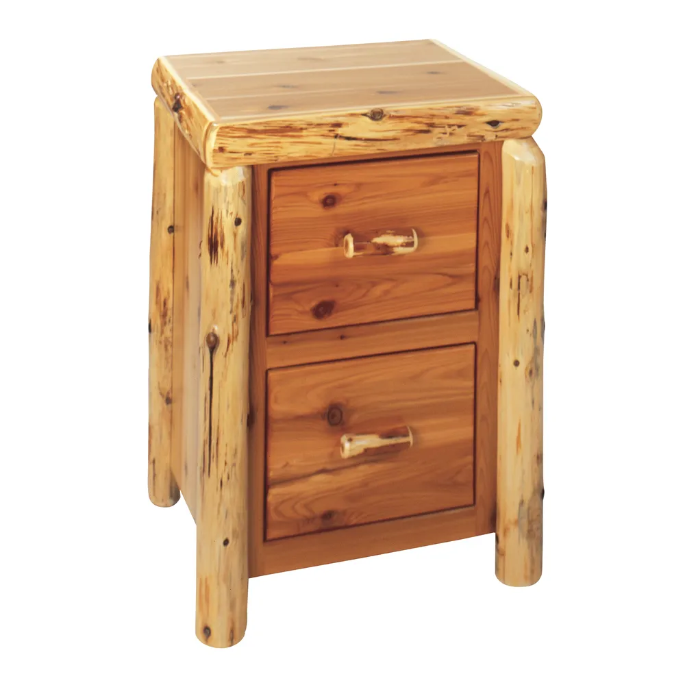 Cedar Log Two Drawer File Cabinet - Weathered
