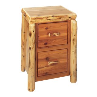 Cedar Log Two Drawer File Cabinet - Coffee