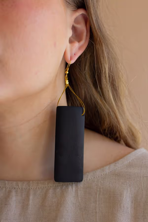 Pair of Black Bone Earrings