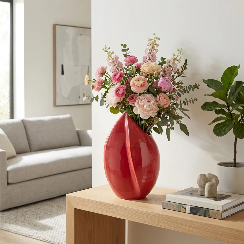 HAMMONDPORT RED VASE 17 (IN)
