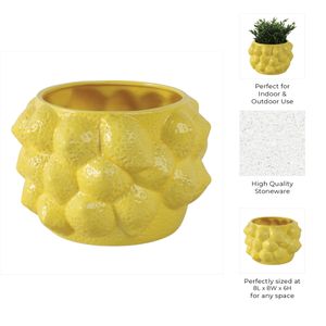8" LEMONS FLOWER POT, YELLOW 10