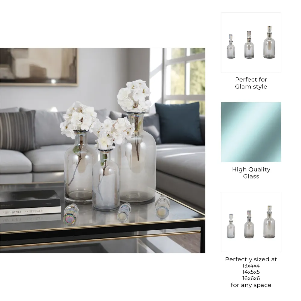 NORTONFIELD SET OF 3 GRAY VASES 16 (IN)
