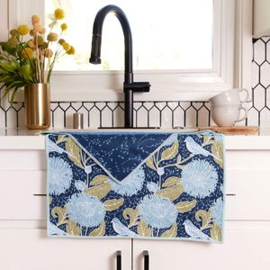 Chrysanthemum Bird Eco Kitchen Tea Towel 3