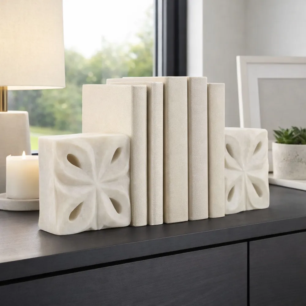 ROSEGATE SET OF 2 WHITE BOOKENDS 6 (IN)