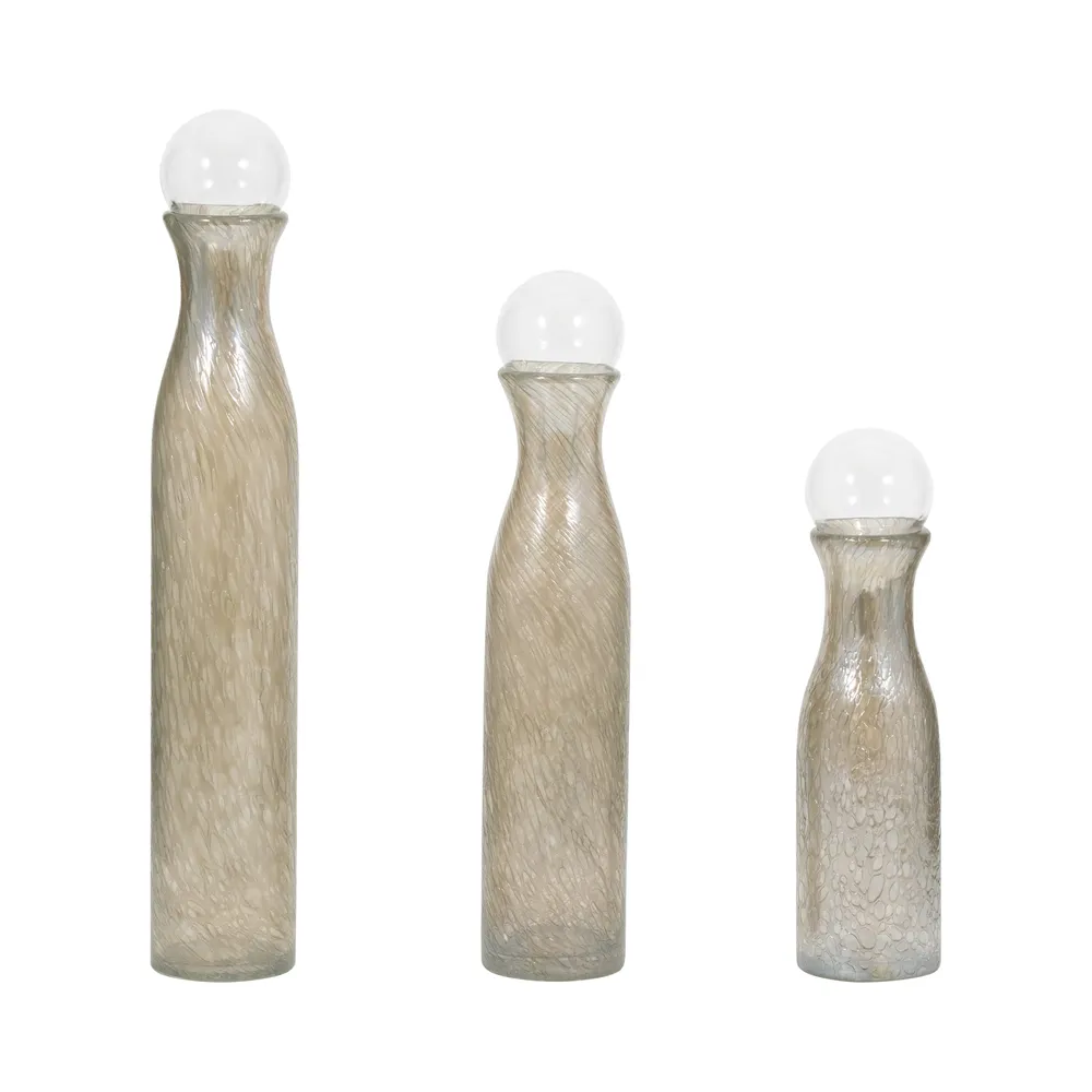 BRYNHAVEN SET OF 3 GRAY GLASS VASES 22 (IN)