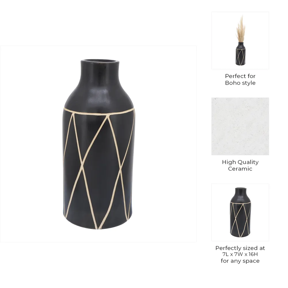 FENTONMOOR BLACK VASE 16 (IN)