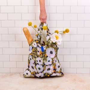 Anemone Poppy blu Reusable Shopping Bag 6