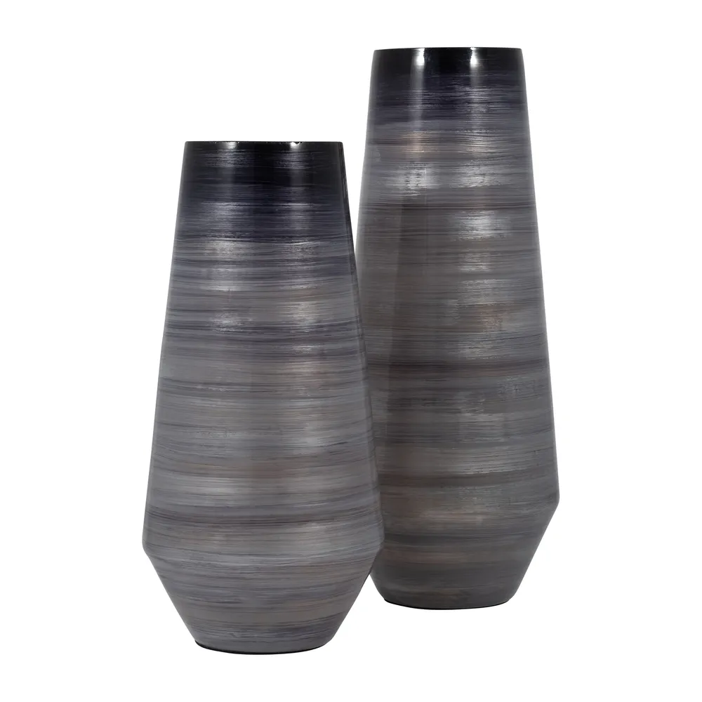 RIDERROSE GRAY GLASS VASE 15 (IN)