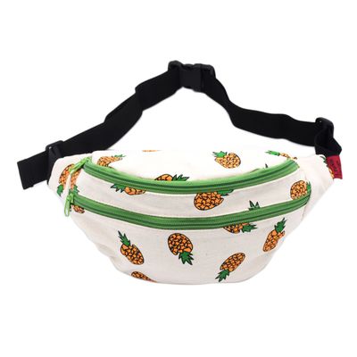 WHITE HIP BAG W ROPE STRAP & JUTE - PINEAPPLE - ASST