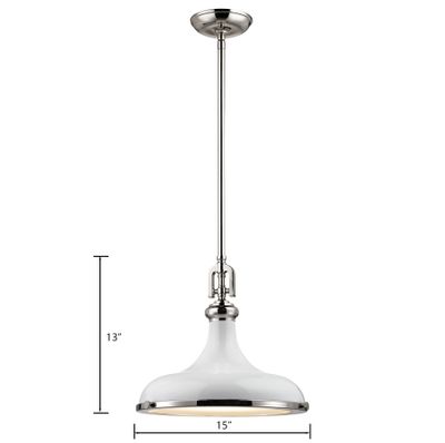 Rutherford 15″ Wide 1-Light Pendant - Gloss White