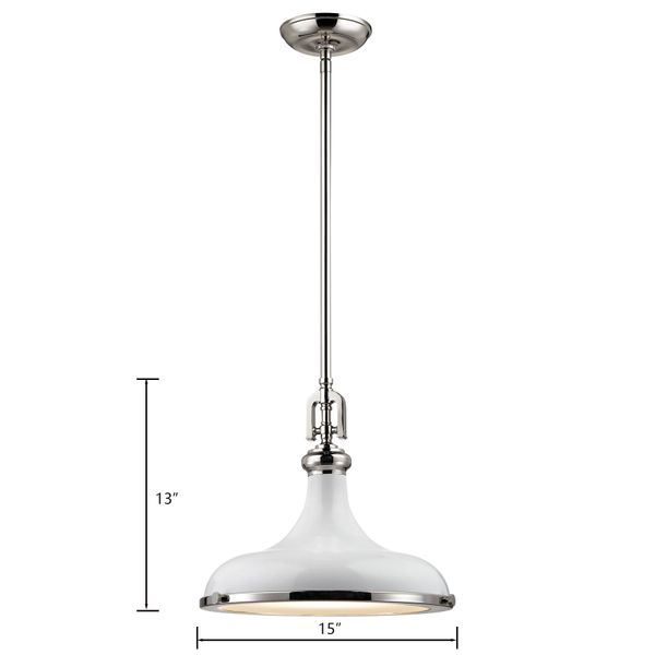 Rutherford 15'' Wide 1-Light Pendant - Gloss White