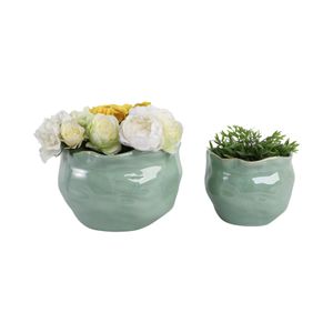 DRAPERSTONE SET OF 2 GREEN PLANTER 9 (IN) 3