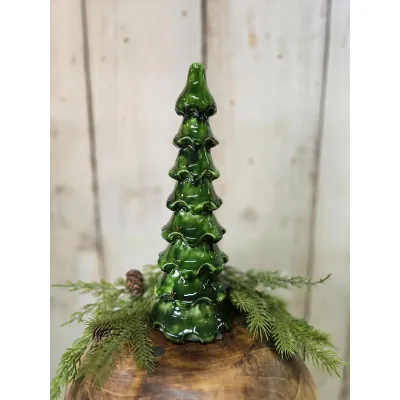Large Green Enamel Layered Tree 11x3.9in