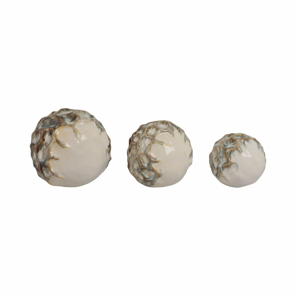 HOLDENVIEW SET OF 3 IVORY ORBS 6 (IN)
