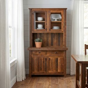 Barnwood 48-inch Buffet & Hutch - Antique Oak Top 1
