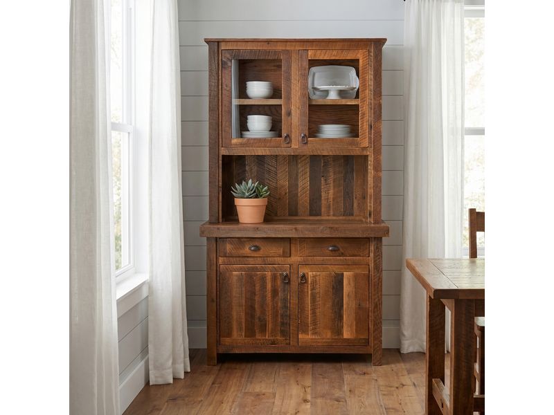 Barnwood 48-inch Buffet & Hutch - Antique Oak Top 1