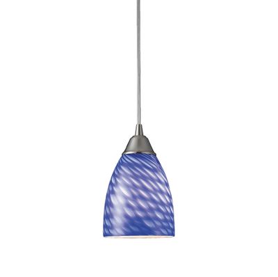 Arco Baleno 5″ Wide 1-Light Mini Pendant - Satin Nickel with Sapphire Glass