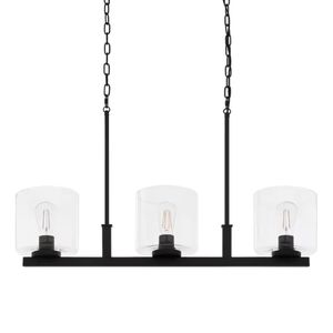 Melina 33'' Wide 3-Light Linear Chandelier - Matte Black 1