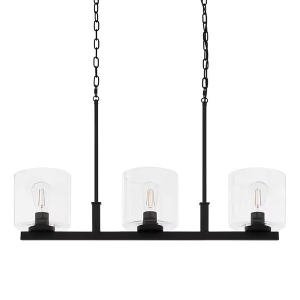 Melina 33'' Wide 3-Light Linear Chandelier - Matte Black