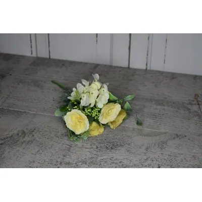 Yellow Rose and Hydrangea Bunch Pick 11in