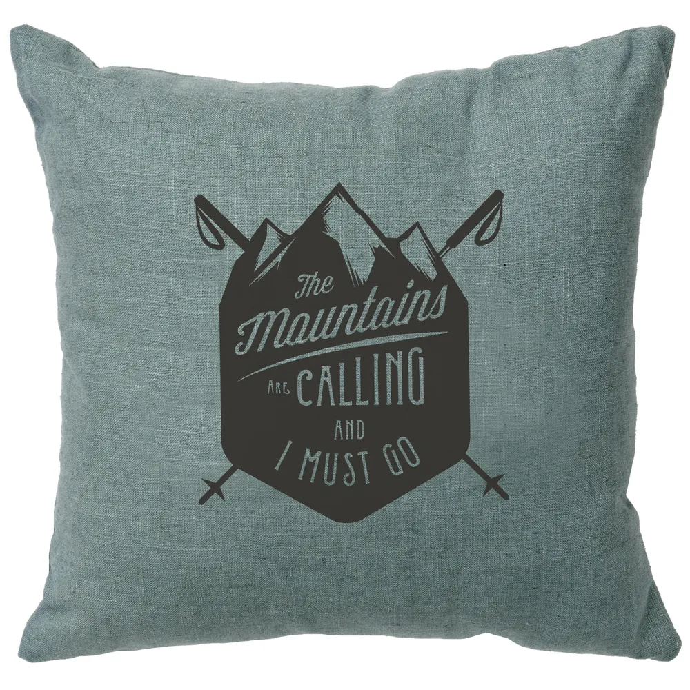 Image Pillow - Mountains are Calling - Linen Ocean
