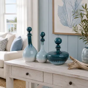 HOLDENCLIFF SET OF 3 BLUE VASES 14 (IN) 10