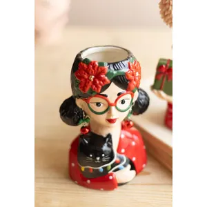 Set of 2 Ceramic Tacky Christmas Women Vases 3
