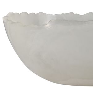 23X9" RAW EDGE MARBLED RESIN BOWL, WHITE 6