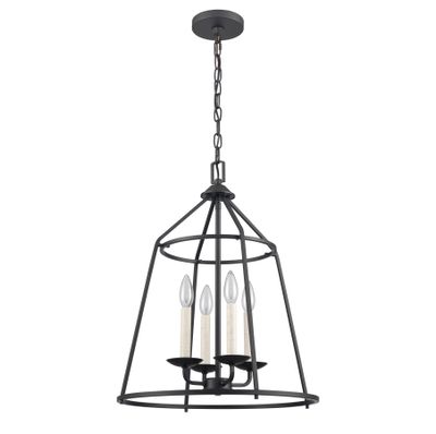 Ellisville 17.25″ Wide 4-Light Chandelier - Matte Black