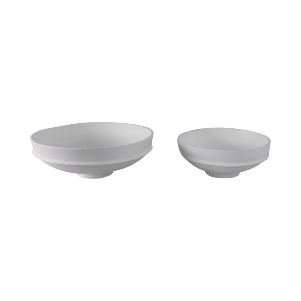 DEANWOOD SET OF 2 WHITE BOWLS 6 (IN)