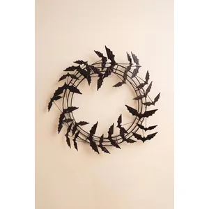 Black Metal Flying Bat Halloween Wreath 4