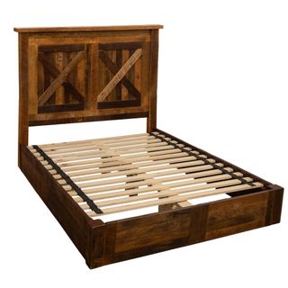 Barnwood Barndoor Platform Bed - Double