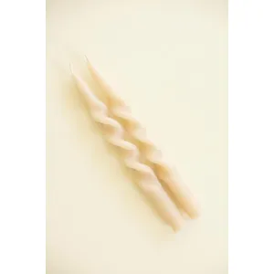 Set of 2 Spiral Taper Candles / Linen 3