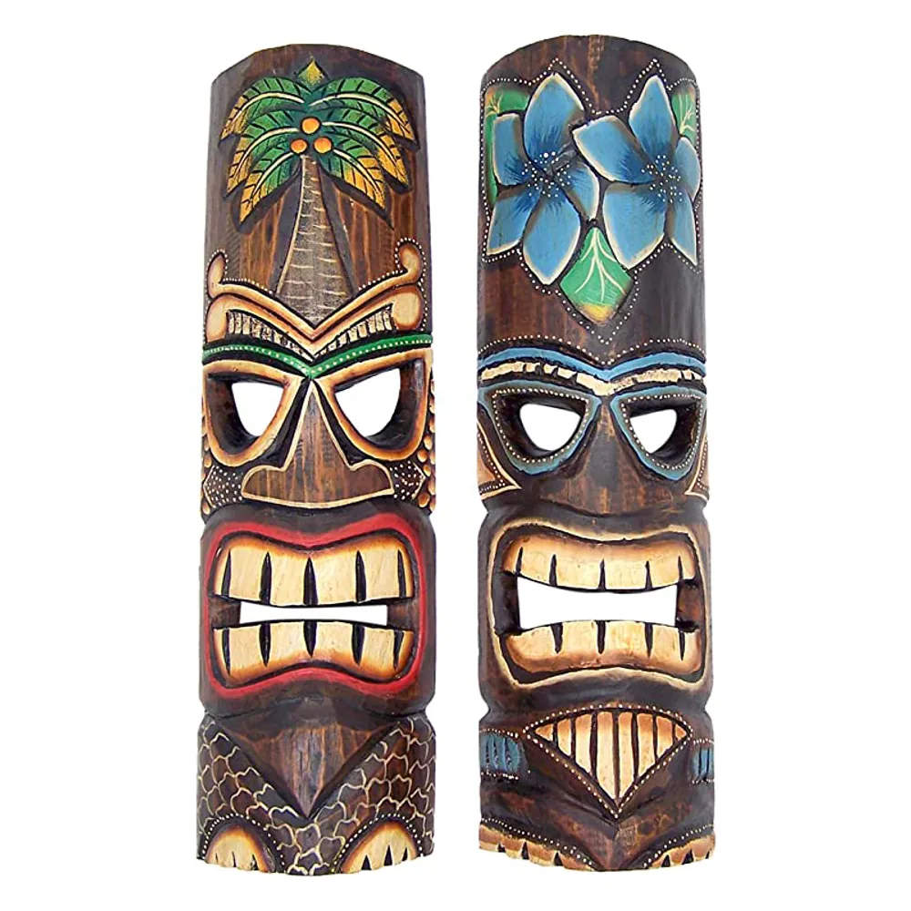 19" TIKI MASK 2-ASST FLORAL