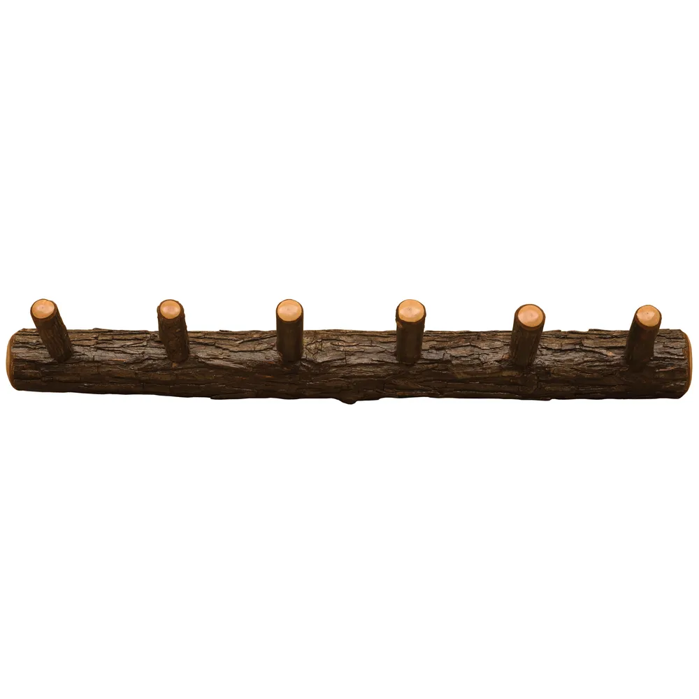 Hickory Log Wall Coat Rack - 36-inch with 6 Pegs