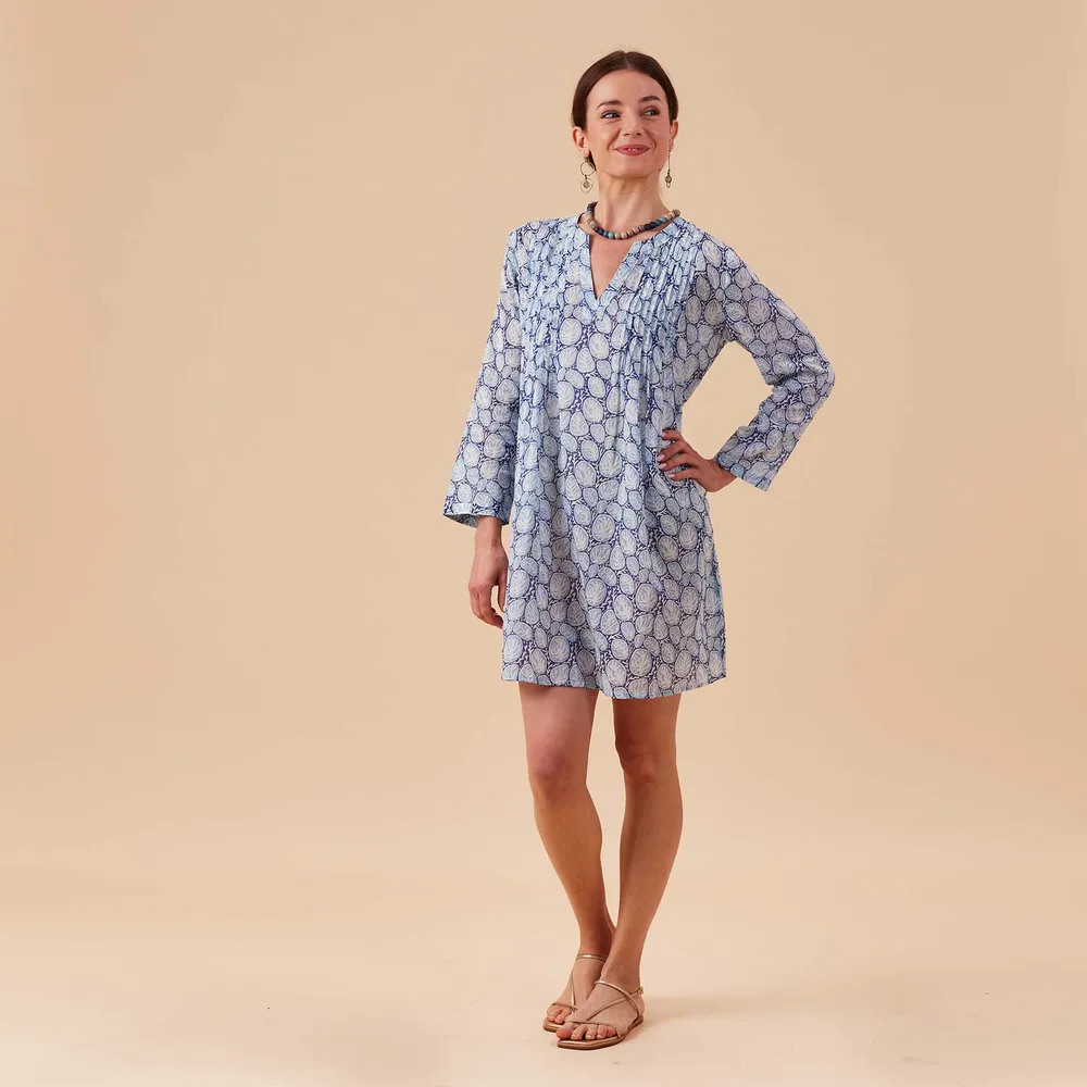 Coral Garden Cotton Pintuck Beach Cover Up