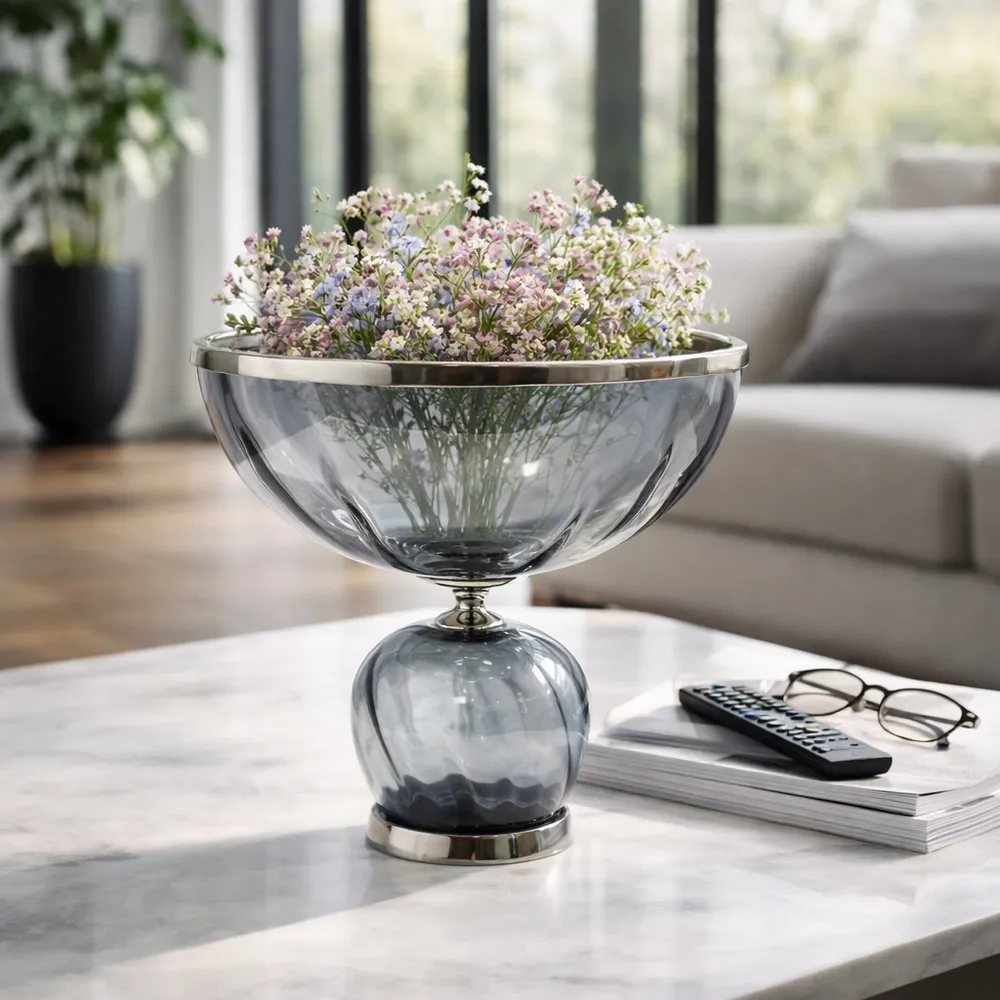ASPENSIDE GRAY GLASS VASE 12 (IN)