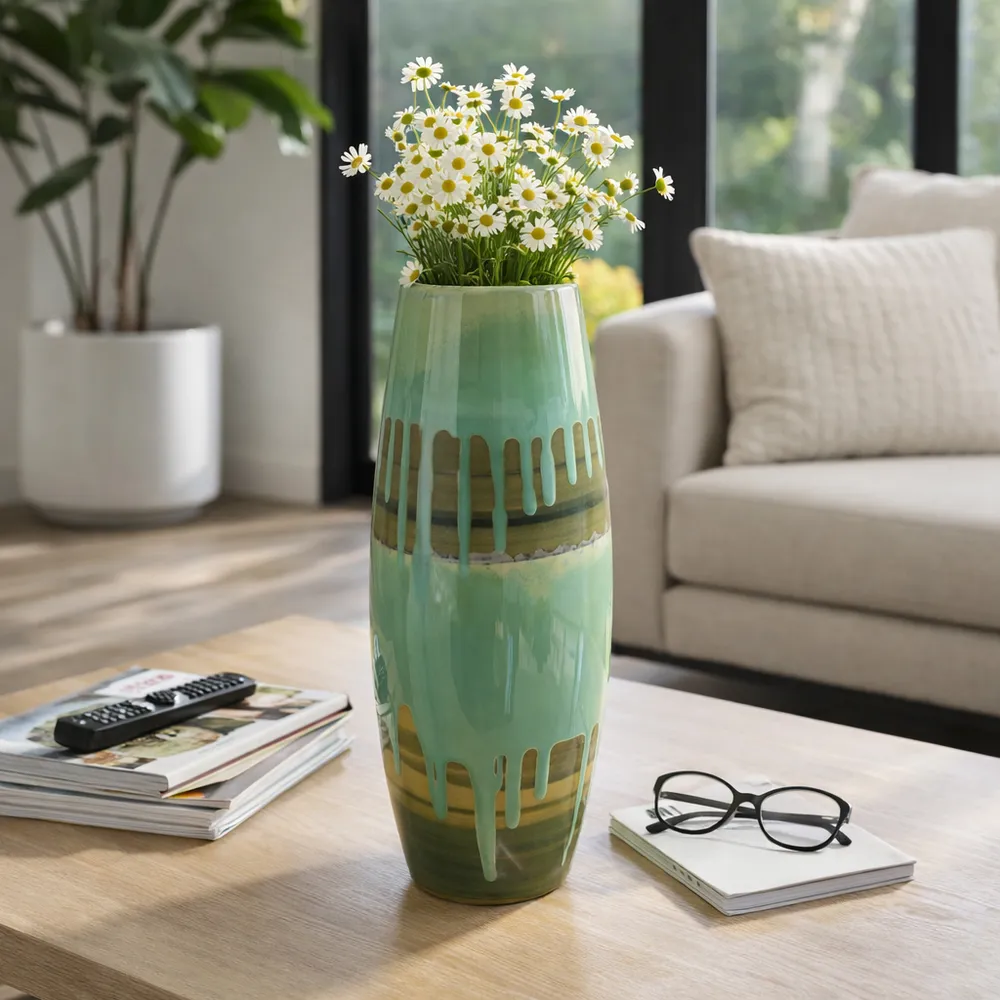 ANSELOAK GREEN VASE 18 (IN)