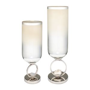 ROCKWIND WHITE GLASS VASE 17 (IN) 8