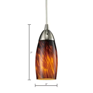 Milan 3'' Wide 1-Light Mini Pendant - Satin Nickel with Espresso Glass 2